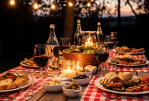 mesa posta jantar ao ar livre