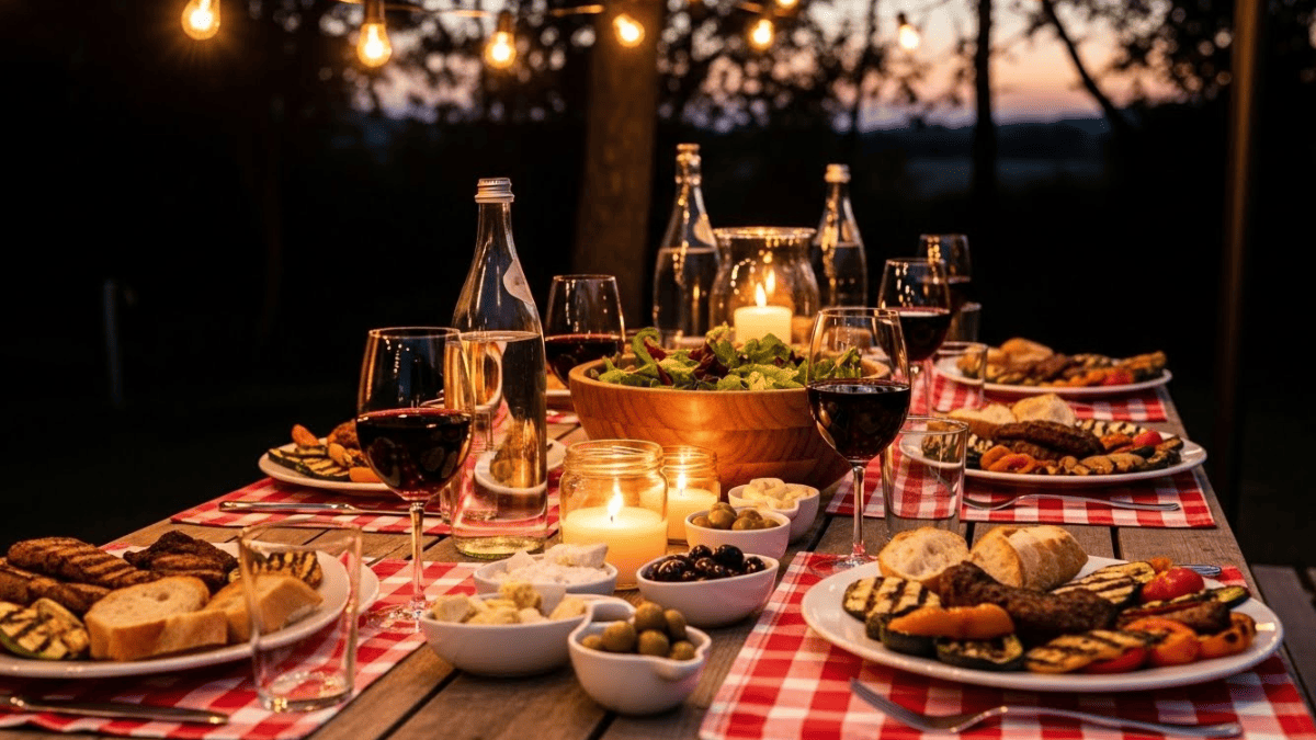 mesa posta jantar ao ar livre